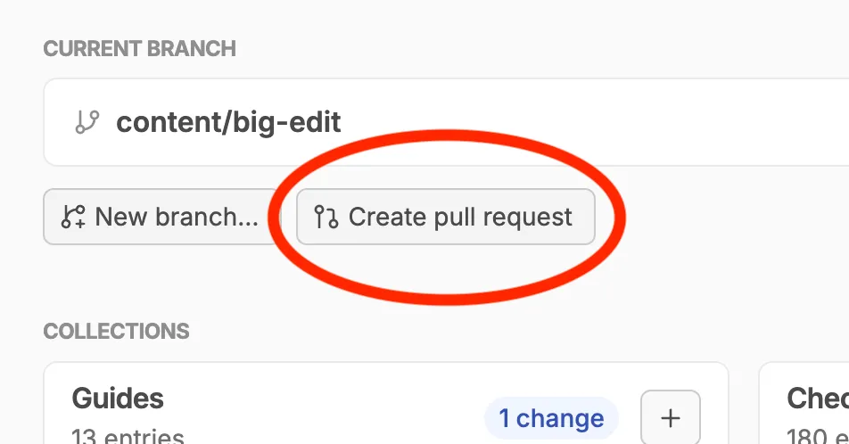 Create pull request control in GitHub