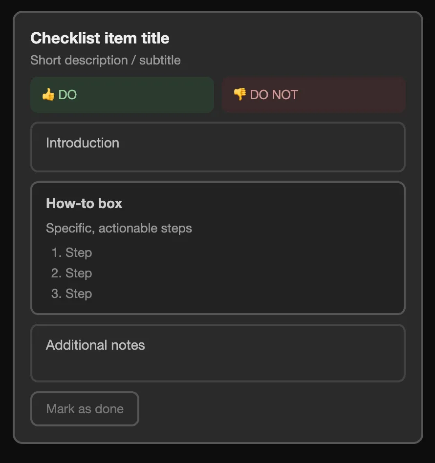 Checklist item layout